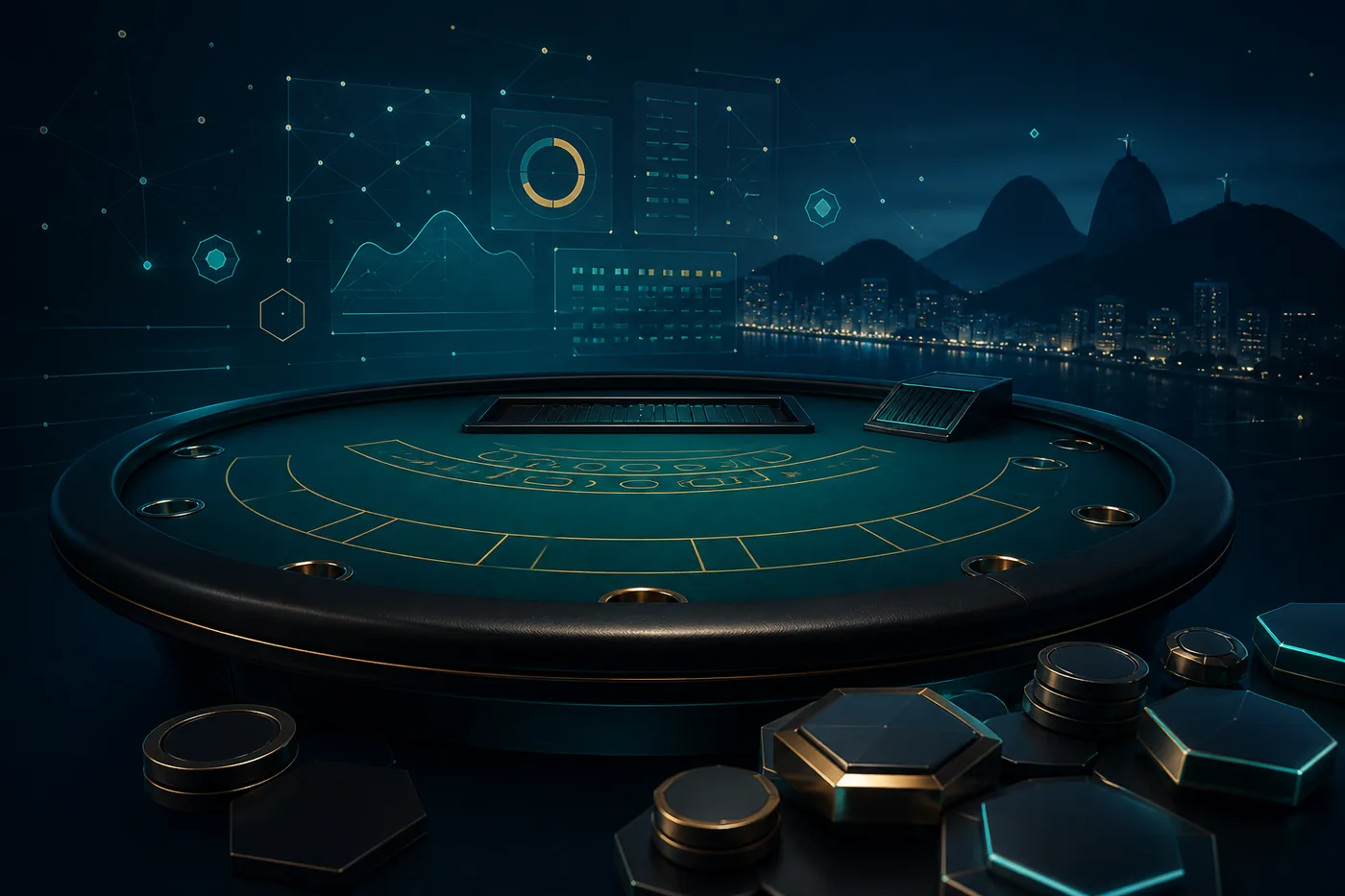 Mesa ao vivo sem pessoas com estados de conexão e interface em tempo real